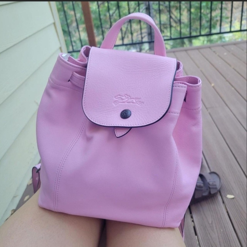 Longchamp Small Pink Leather Backpack
